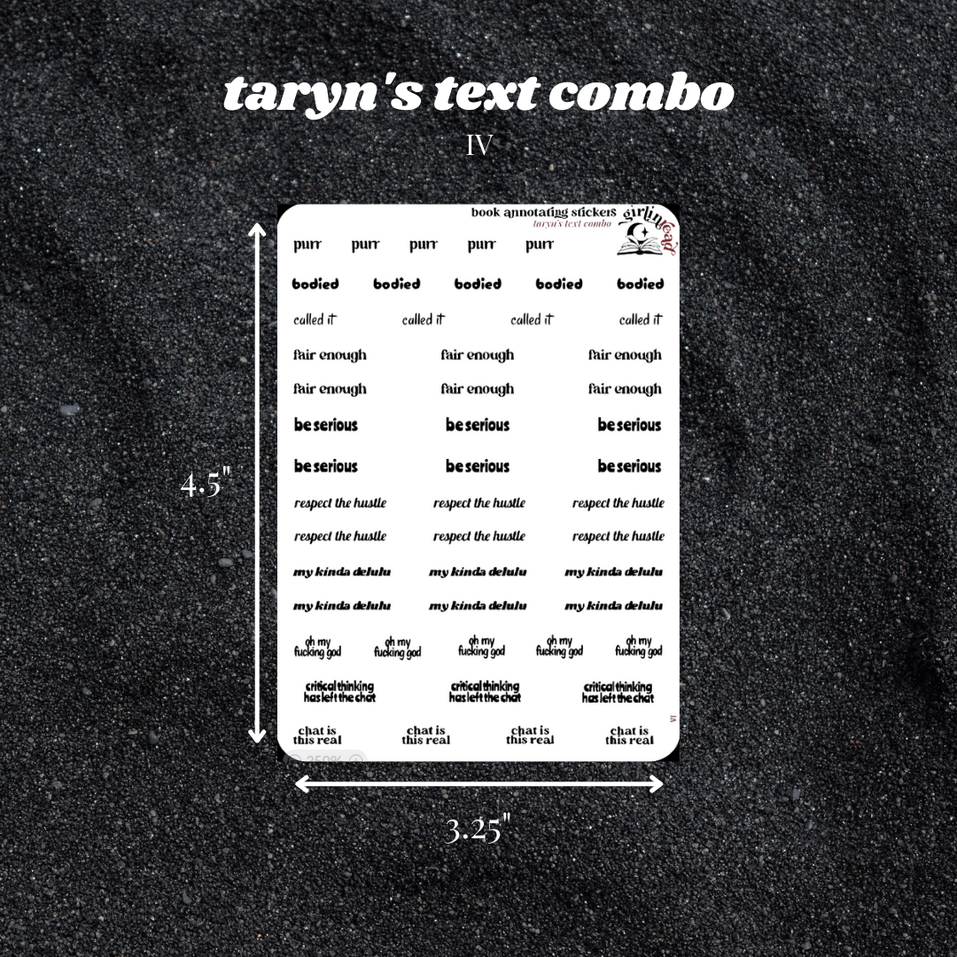 taryn's text sticker combo sheets