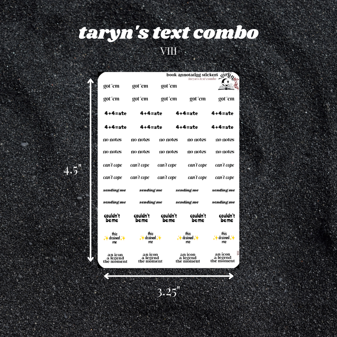 taryn's text sticker combo sheets
