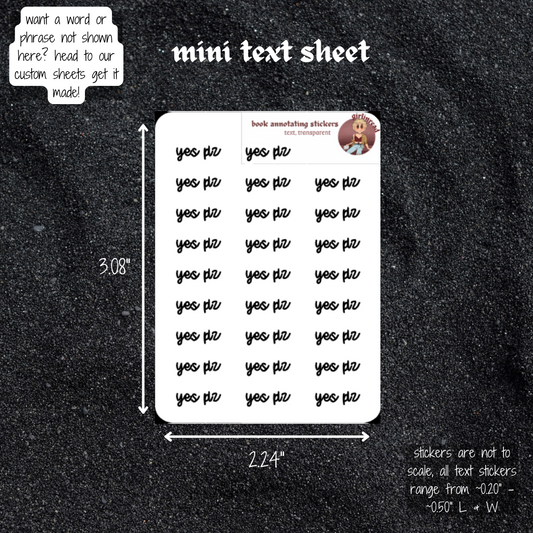 mini text sticker sheet