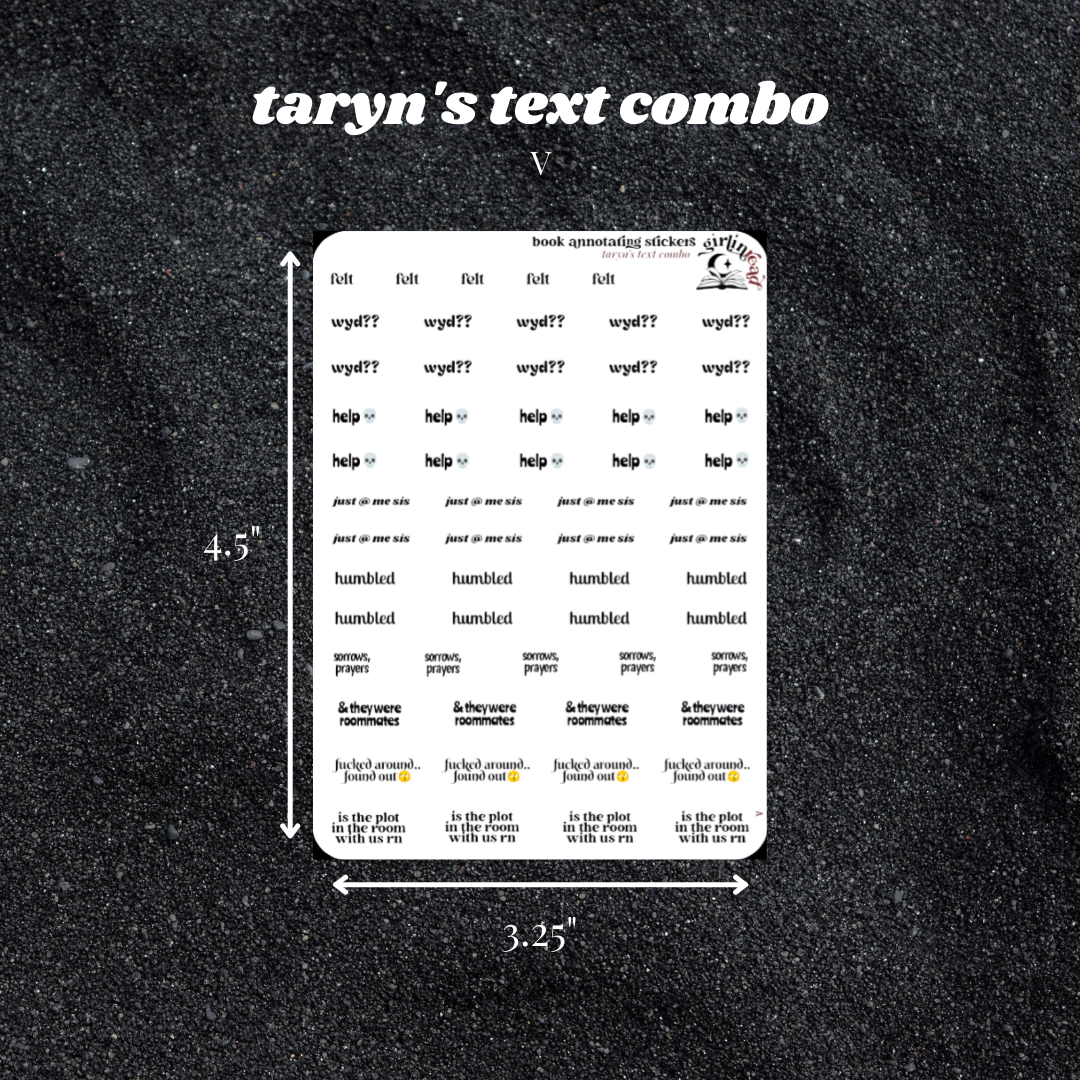 taryn's text sticker combo sheets