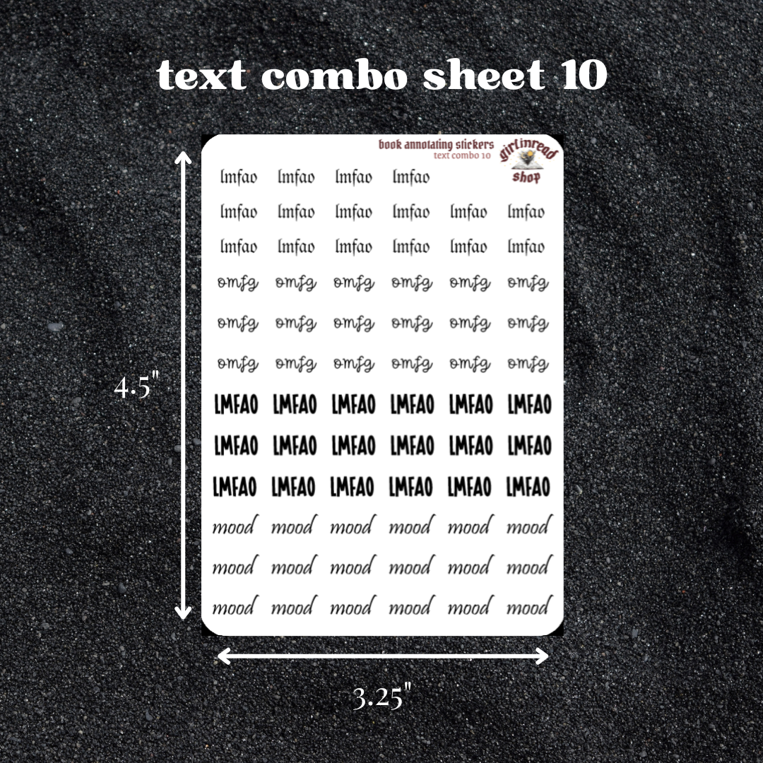 mini text sticker sheet - combo