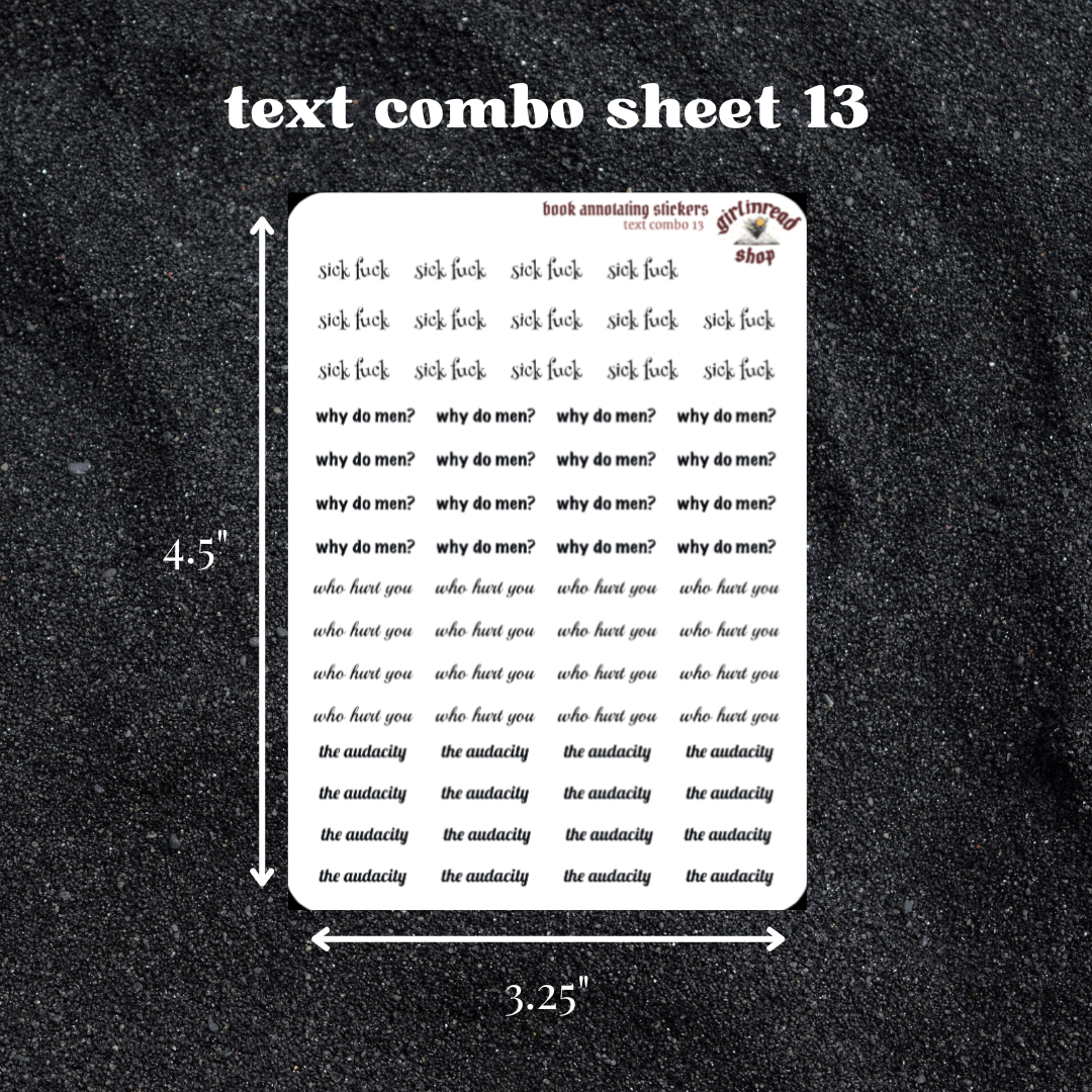 mini text sticker sheet - combo
