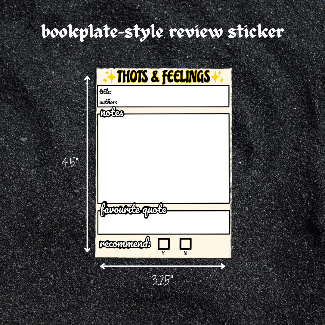 'thots & feelings' review bookplate sticker - standalone books