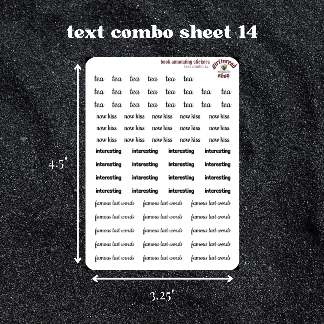 mini text sticker sheet - combo
