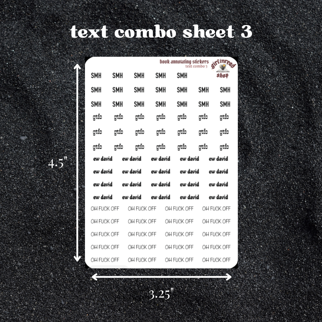 mini text sticker sheet - combo