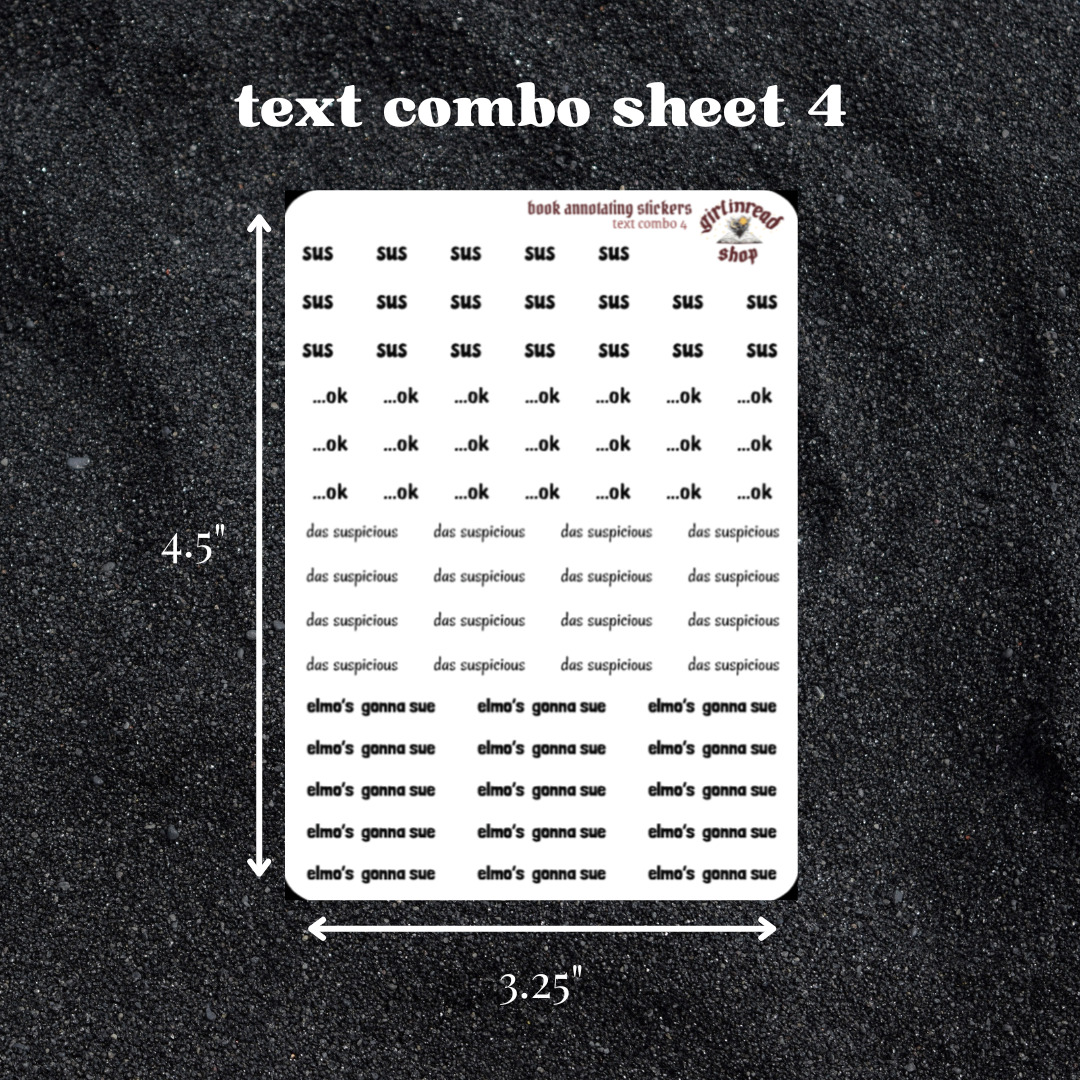 mini text sticker sheet - combo