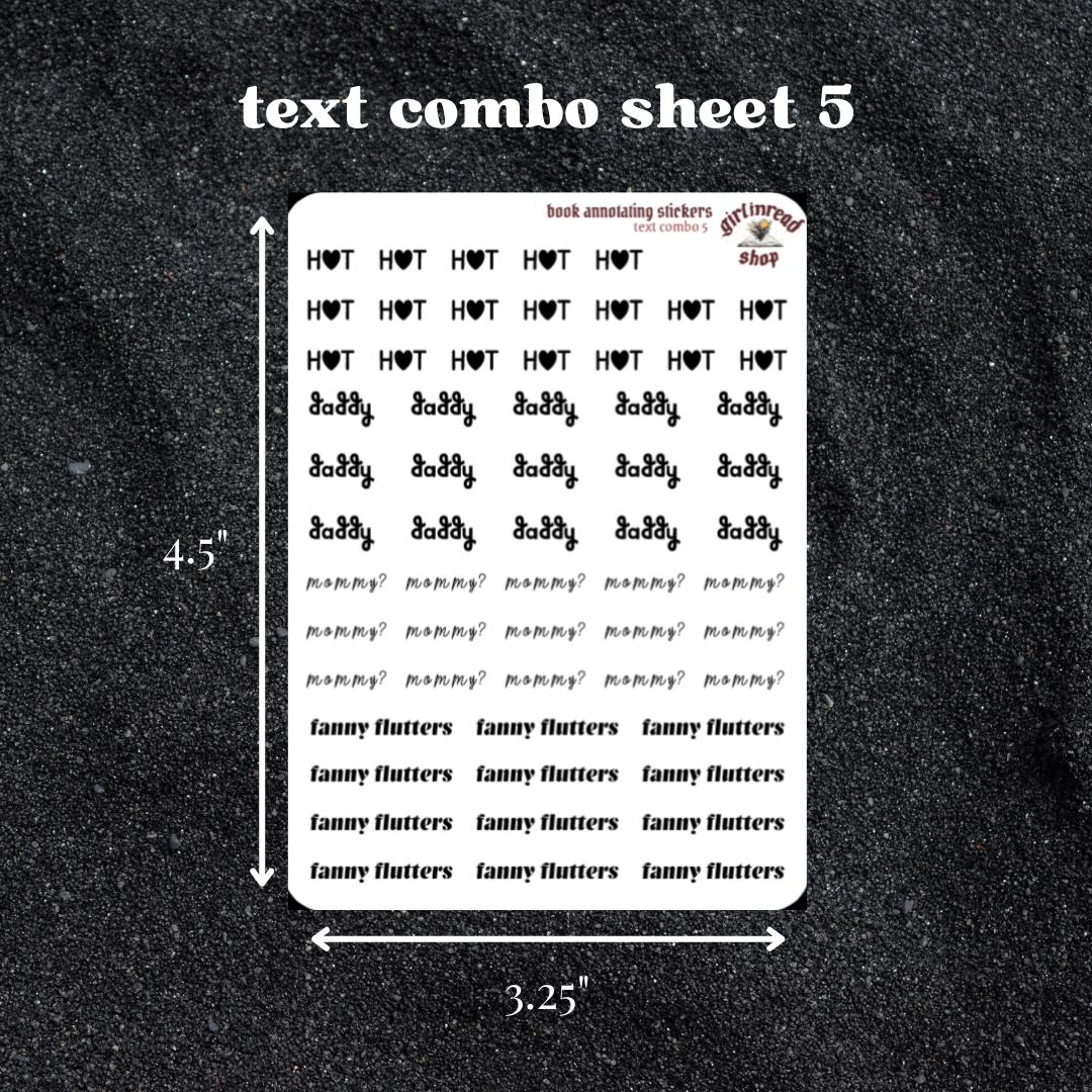 mini text sticker sheet - combo