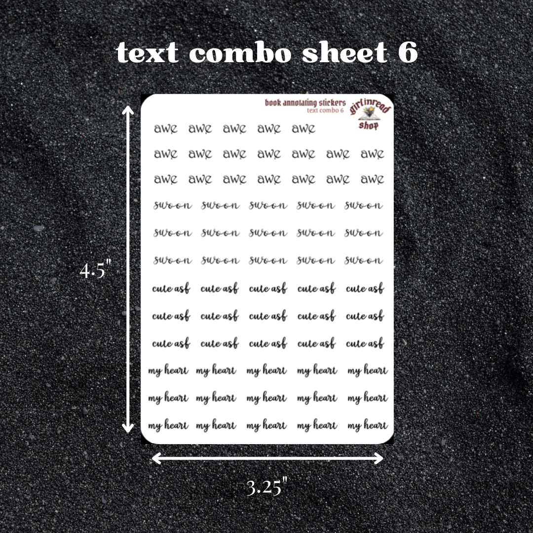 mini text sticker sheet - combo