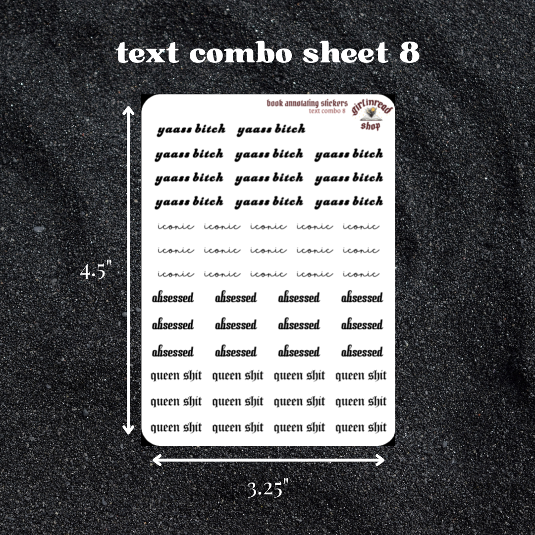 mini text sticker sheet - combo