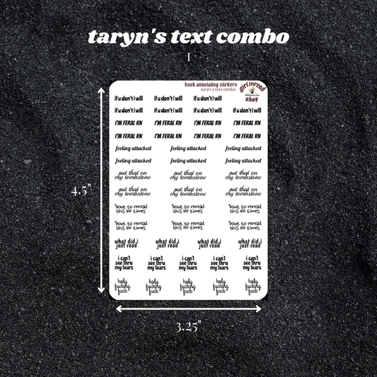 taryn's text sticker combo sheets