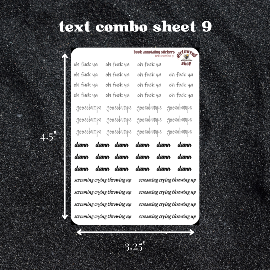 mini text sticker sheet - combo