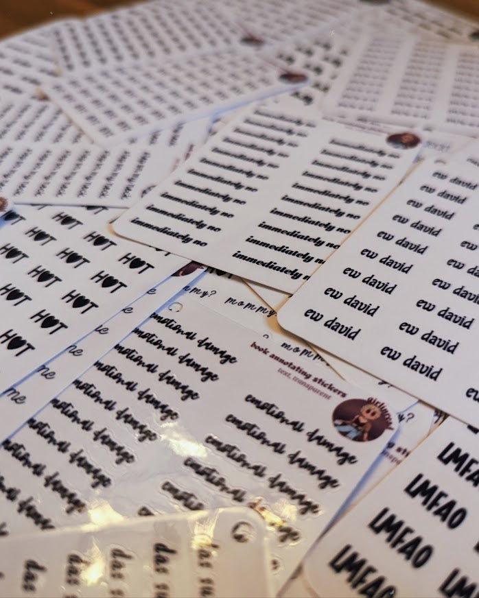 text reaction sticker sheets – girlinread annotating stickers
