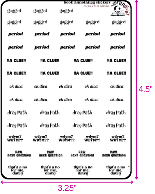 taryn's text sticker combo sheets