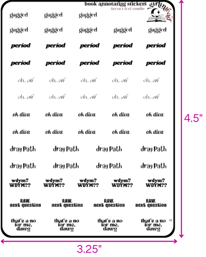 taryn's text sticker combo sheets