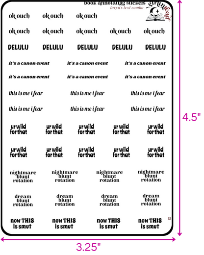 taryn's text sticker combo sheets