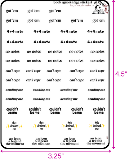 taryn's text sticker combo sheets