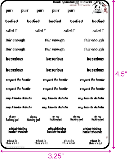 taryn's text sticker combo sheets