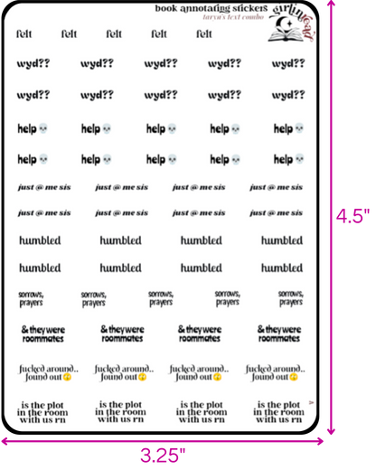 taryn's text sticker combo sheets