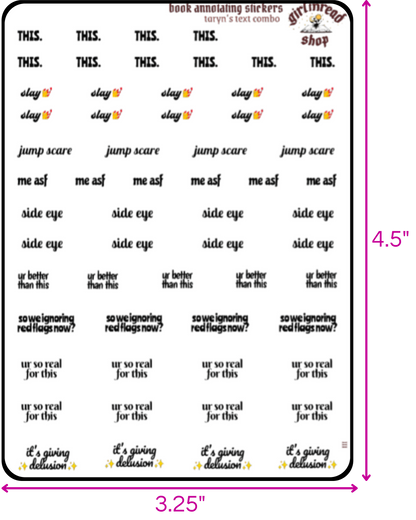 taryn's text sticker combo sheets