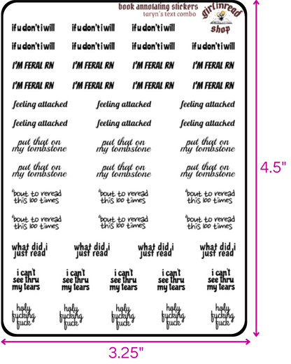 taryn's text sticker combo sheets