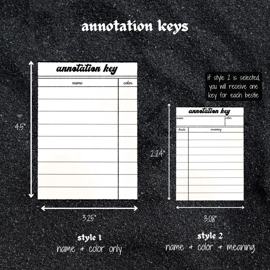 bestie book annotating sticker sets