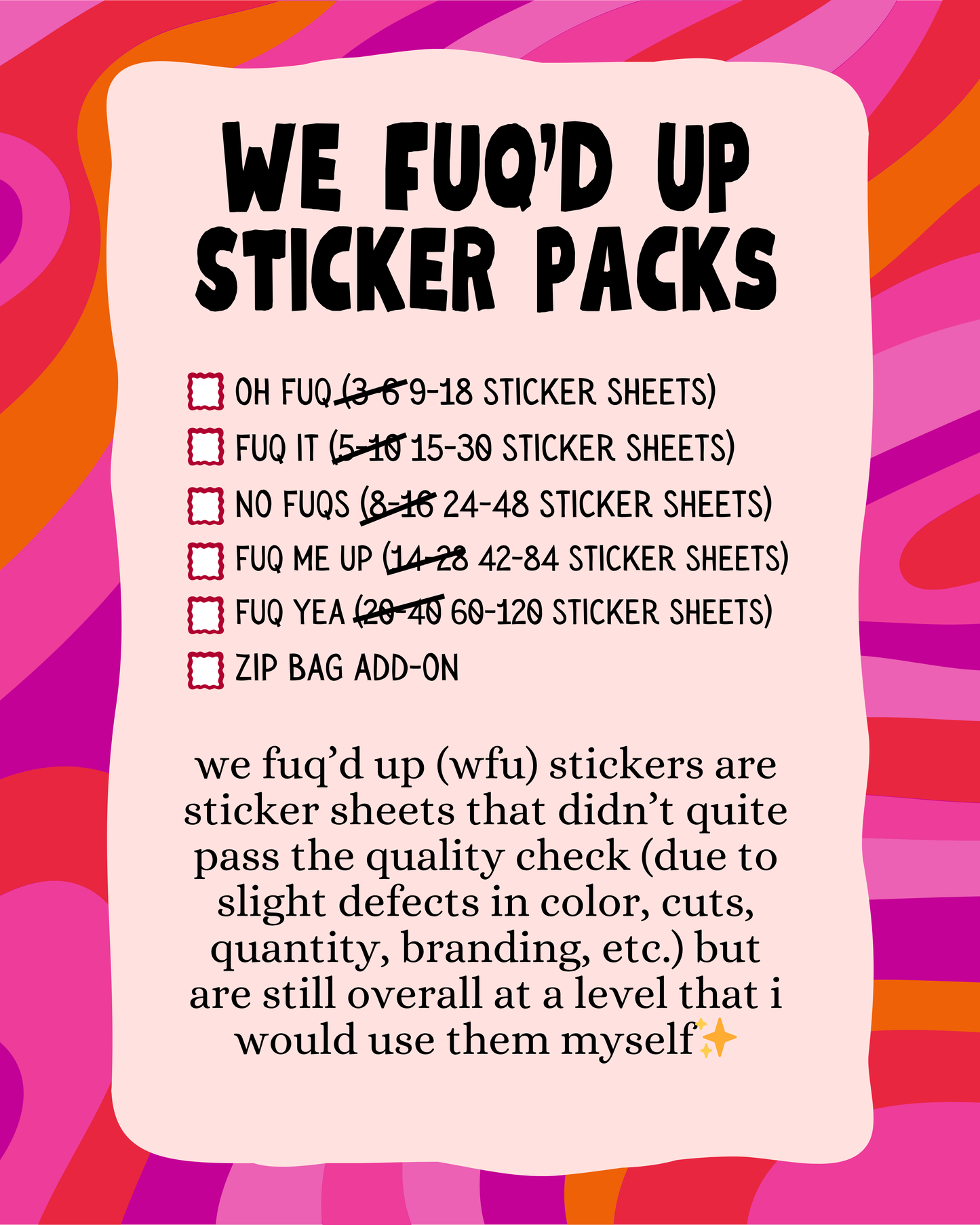 'we fuqd up' mystery sets (3x MEGA SALE)
