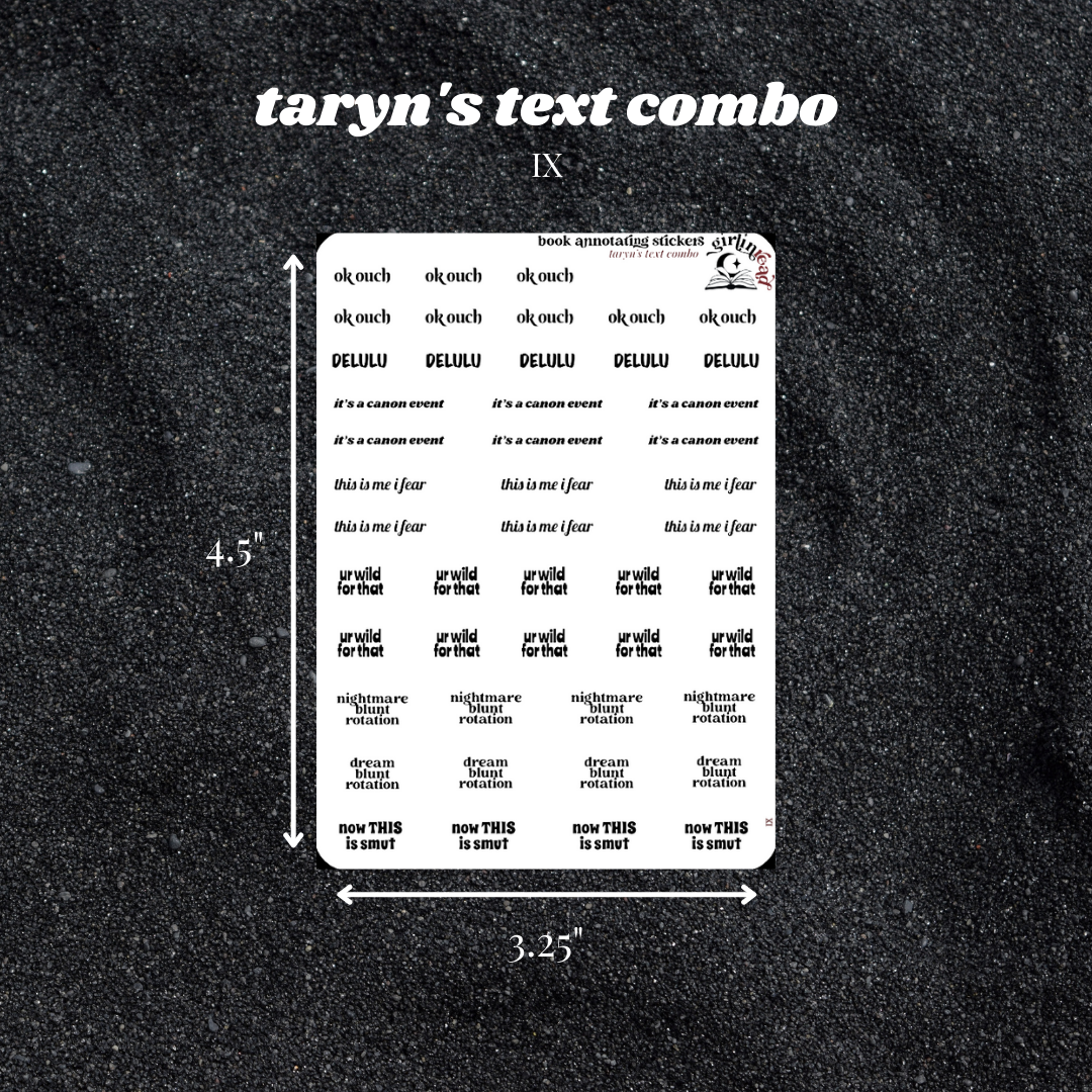 taryn's text sticker combo sheets