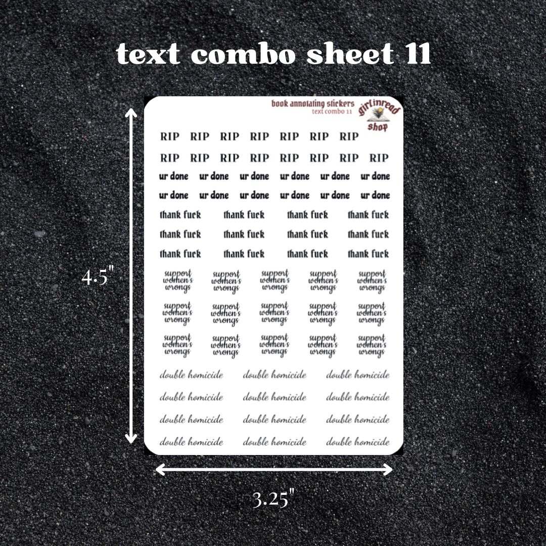 mini text sticker sheet - combo