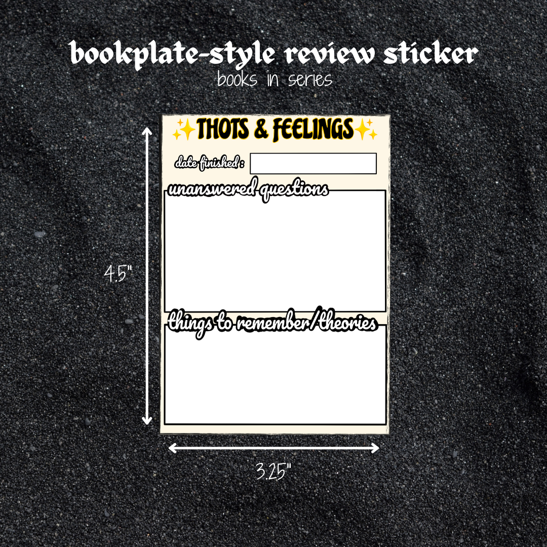 'thots & feelings' review bookplate sticker - series books