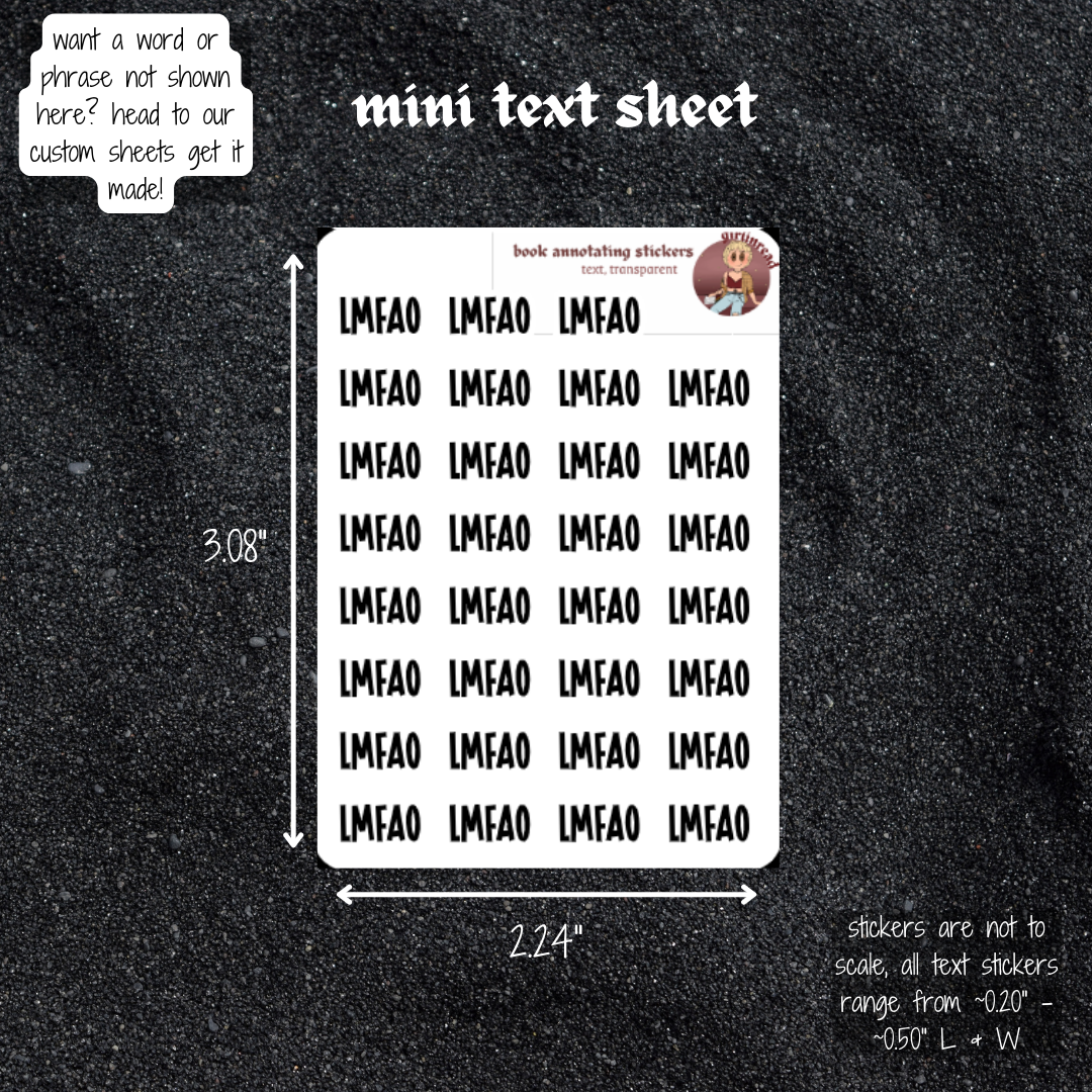 mini text sticker sheet