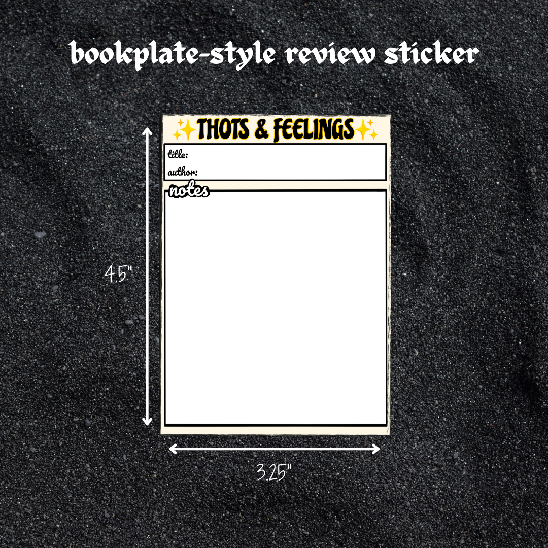 'thots & feelings' review bookplate sticker - series books