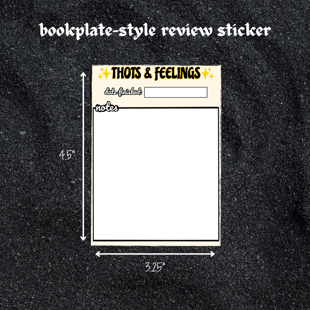 'thots & feelings' review bookplate sticker - standalone books