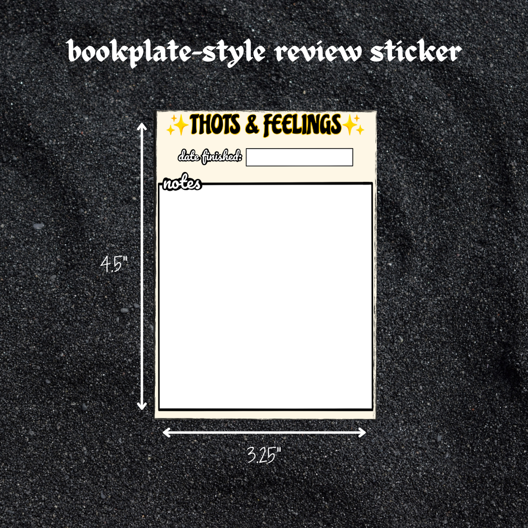 'thots & feelings' review bookplate sticker - series books