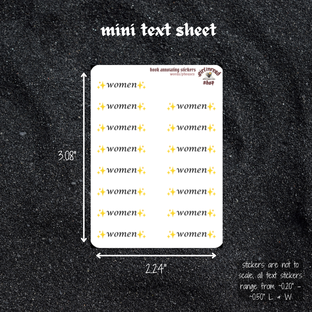 mini text sticker sheet - second generation