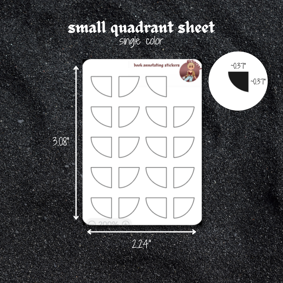 small quadrant sticker sheet - single color