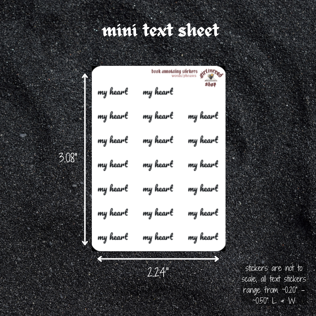 mini text sticker sheet - second generation