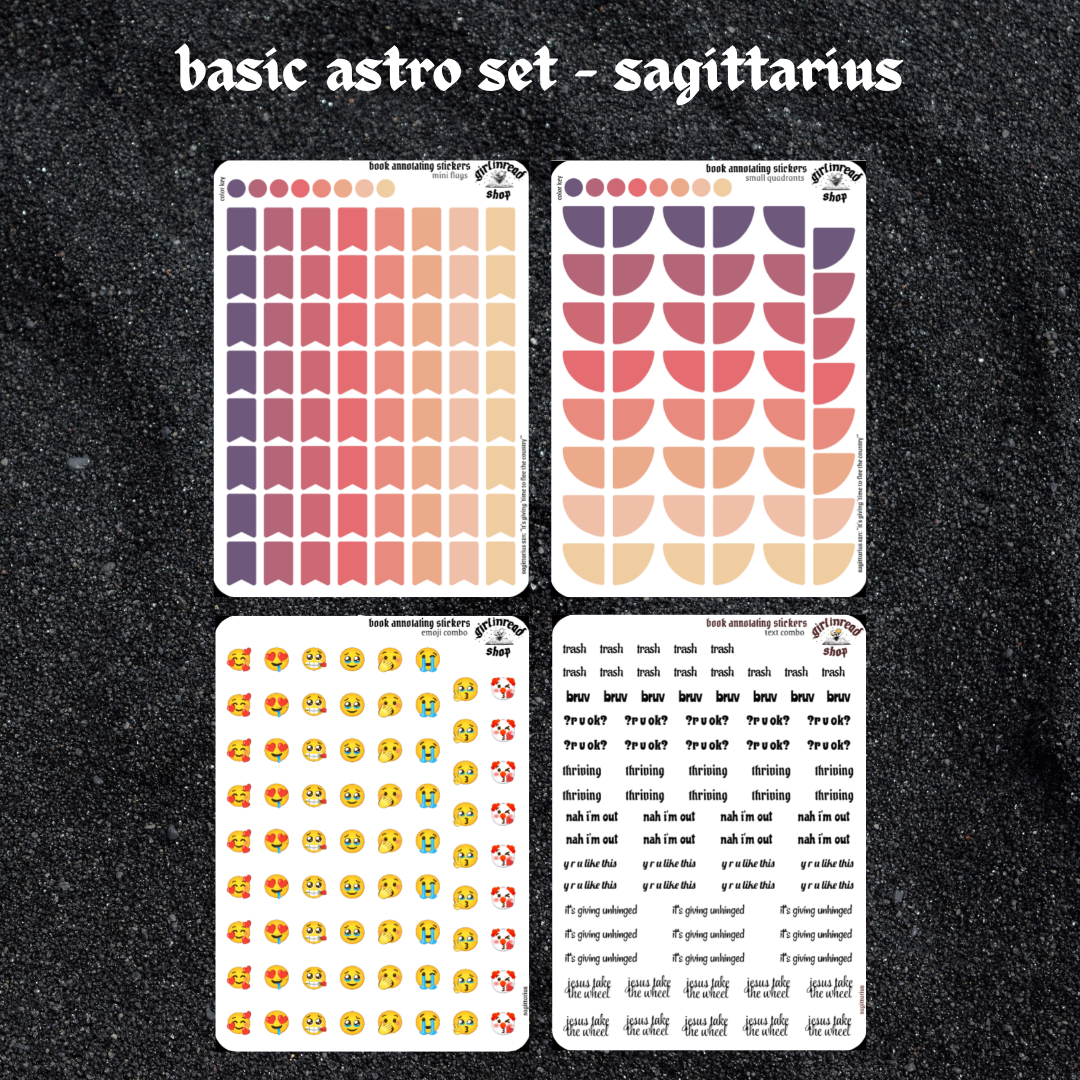 astro-themed book annotating sticker sets