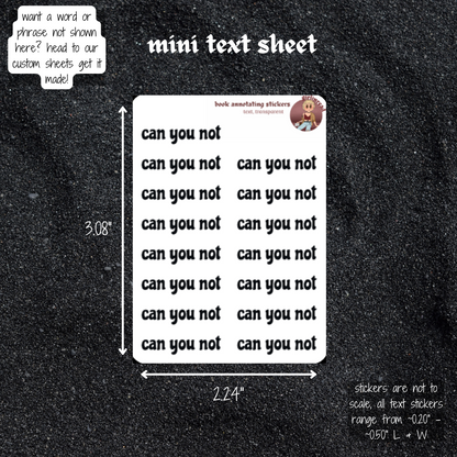 mini text sticker sheet