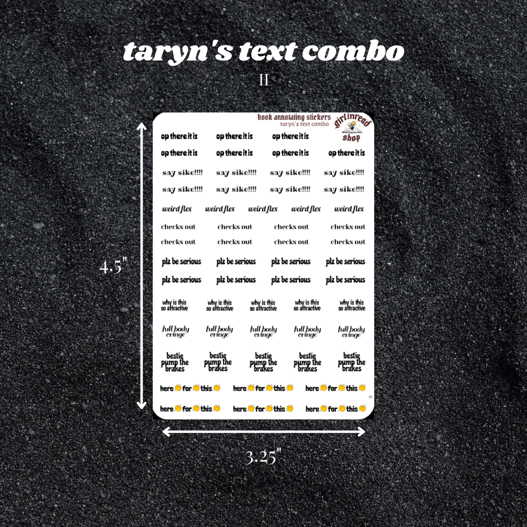 taryn's text sticker combo sheets