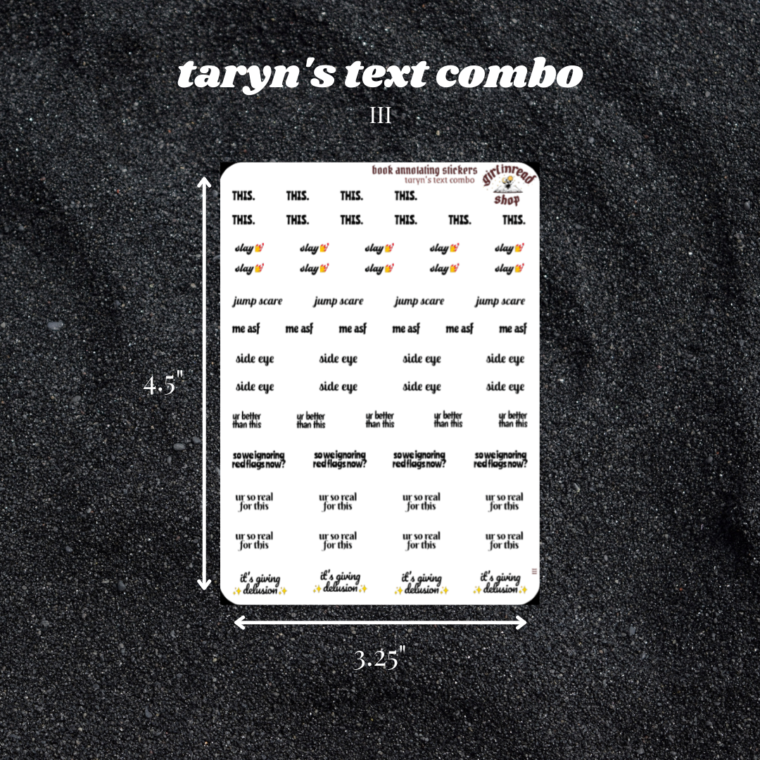 taryn's text sticker combo sheets