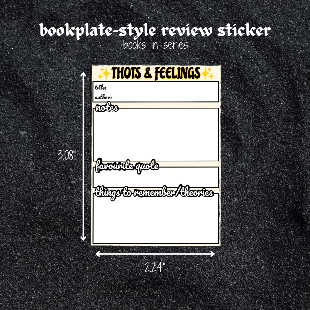 'thots & feelings' review bookplate sticker - series books